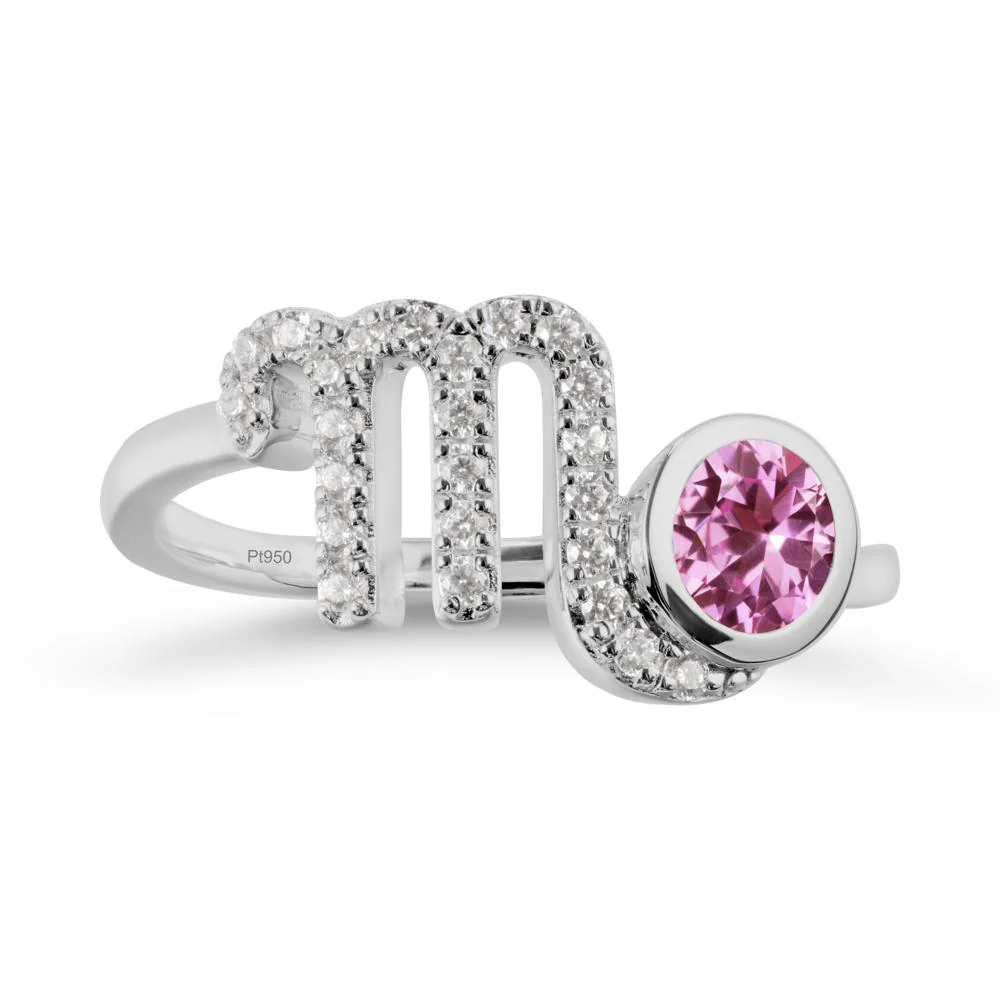 Round Pink Sapphire Wrap Around Scorpio Zodiac Ring - Image 8