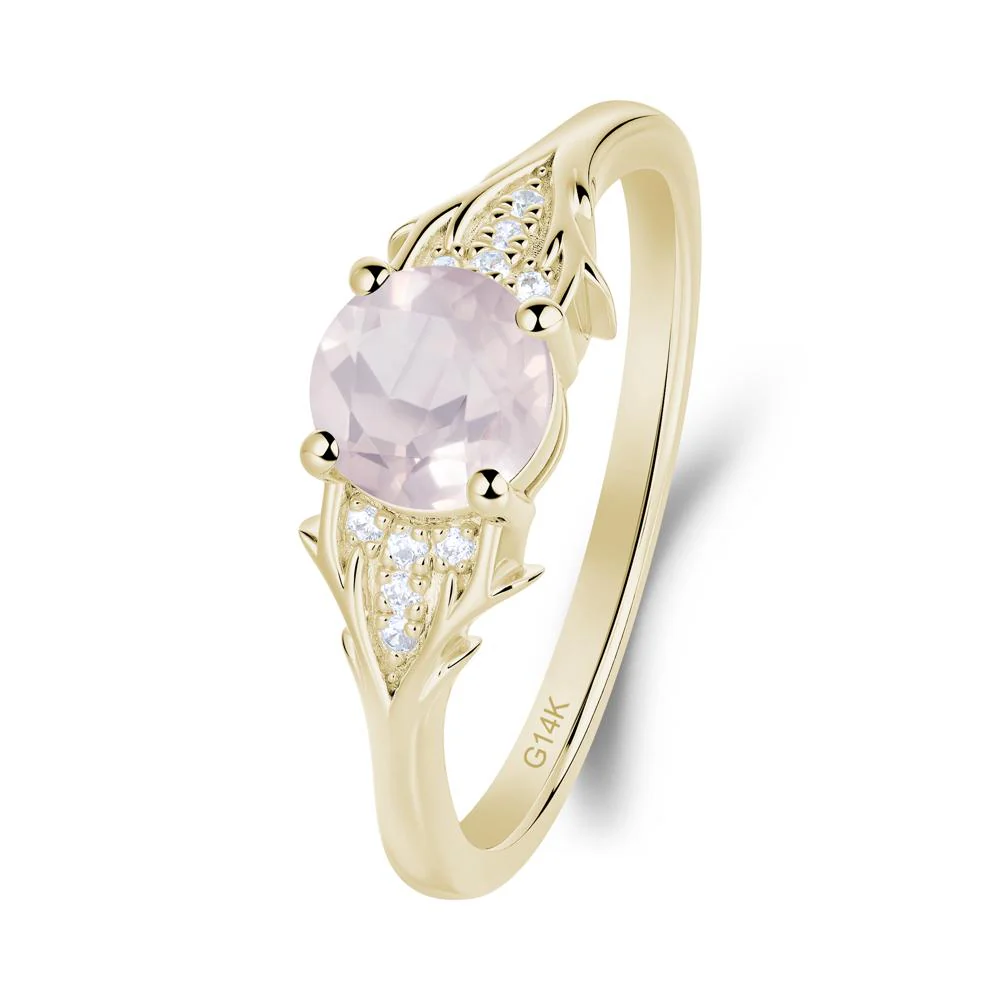 Round Rose Quartz Branch Engagement Ring