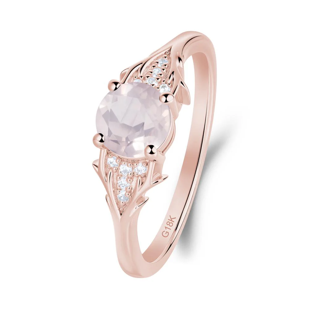 Round Rose Quartz Branch Engagement Ring - Image 3