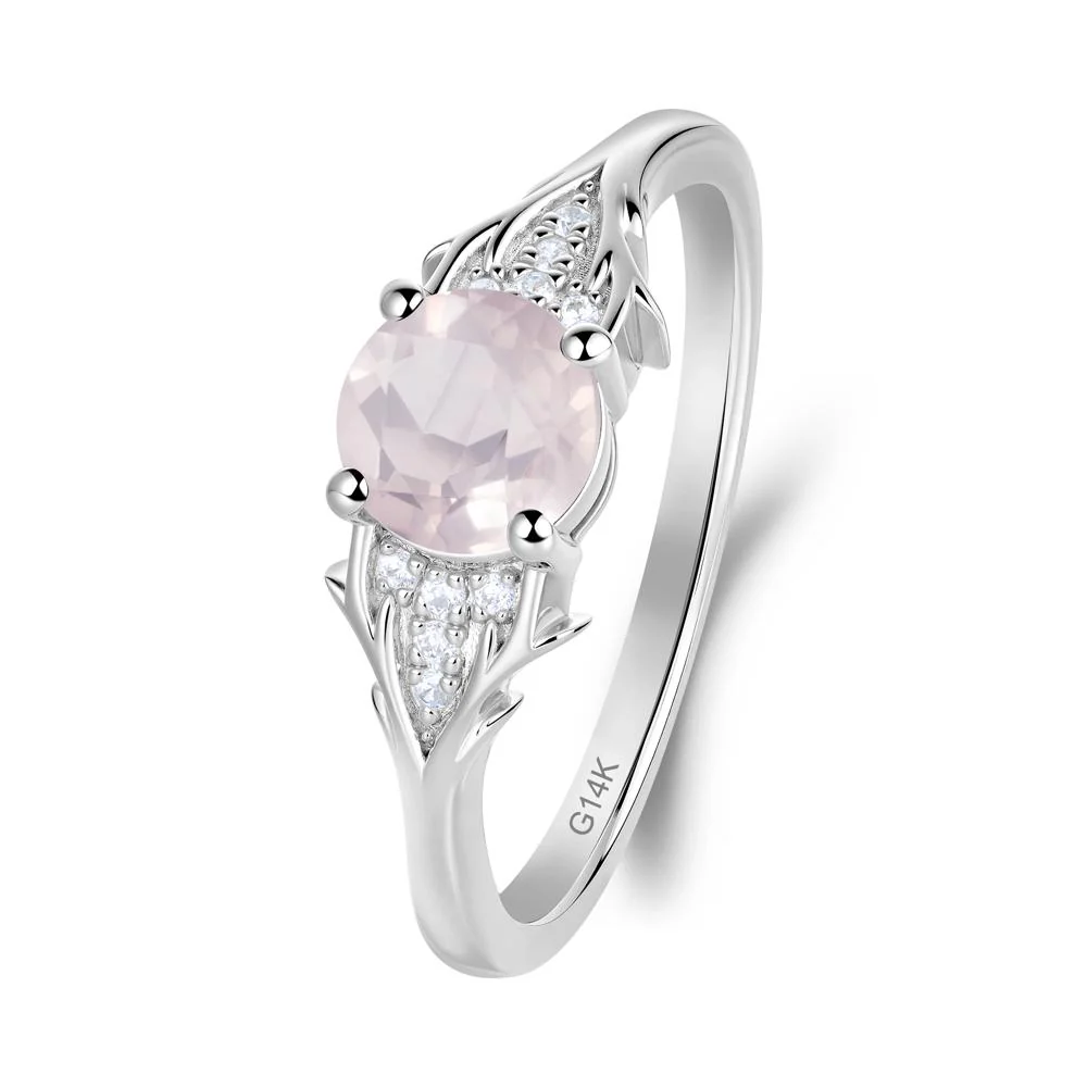 Round Rose Quartz Branch Engagement Ring - Image 4