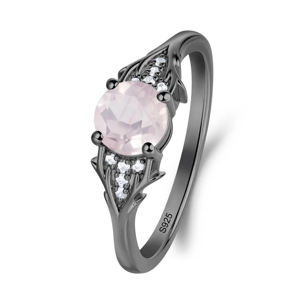Round Rose Quartz Branch Engagement Ring - Image 6