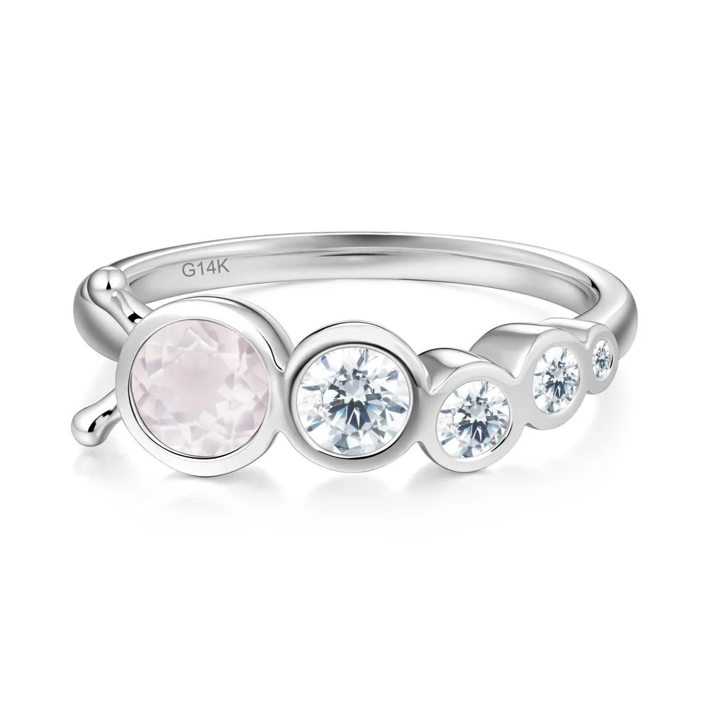 Round Rose Quartz Bubble Ring
