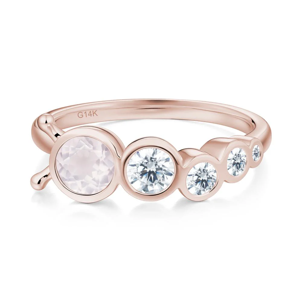 Round Rose Quartz Bubble Ring - Image 2