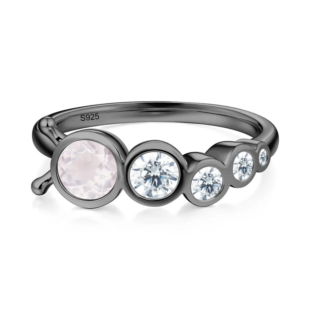 Round Rose Quartz Bubble Ring - Image 6
