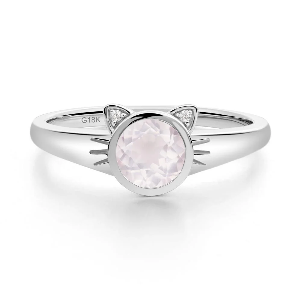 Round Rose Quartz Cat Ear Ring - Image 6