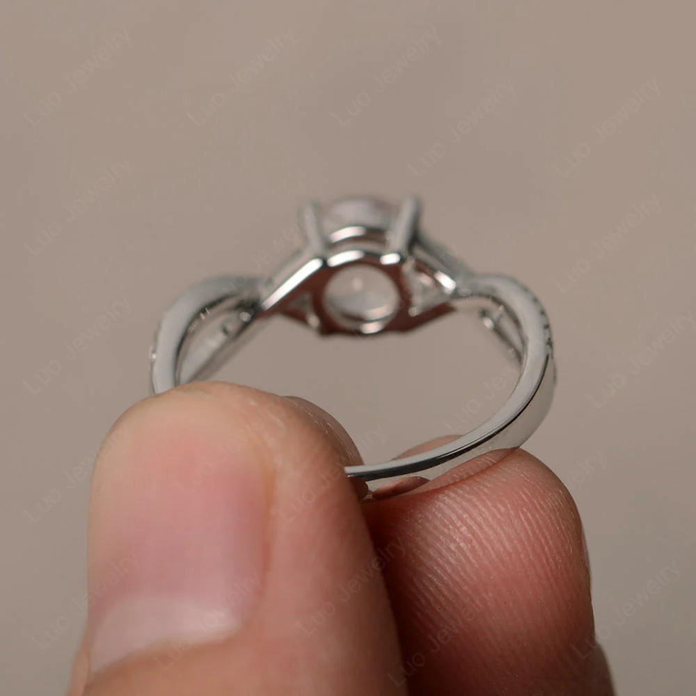 Round Rose Quartz Twisted Engagement Ring - Image 2