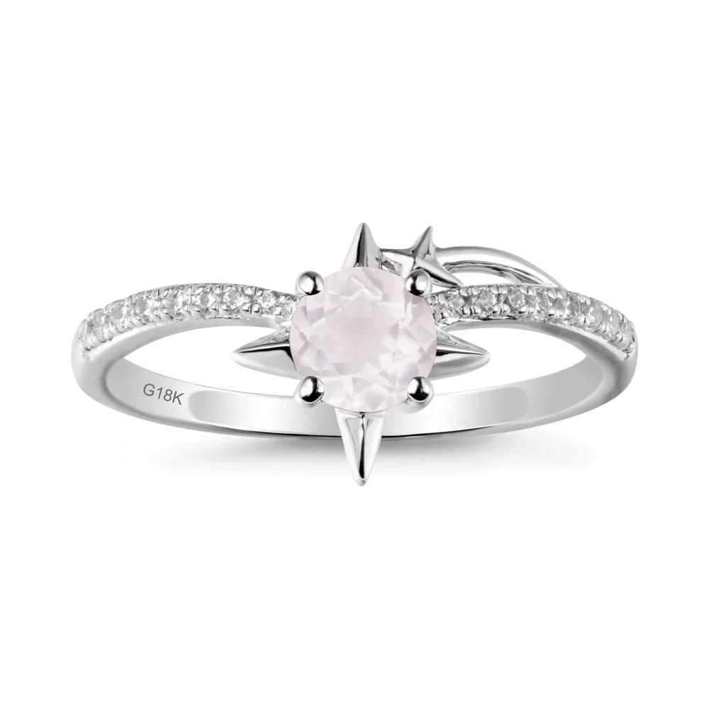 Round Rose Quartz Four Point Star Ring - Image 5