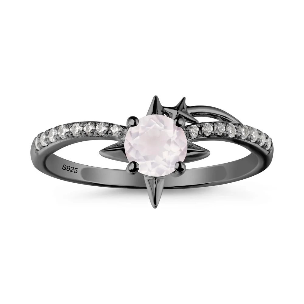 Round Rose Quartz Four Point Star Ring - Image 7