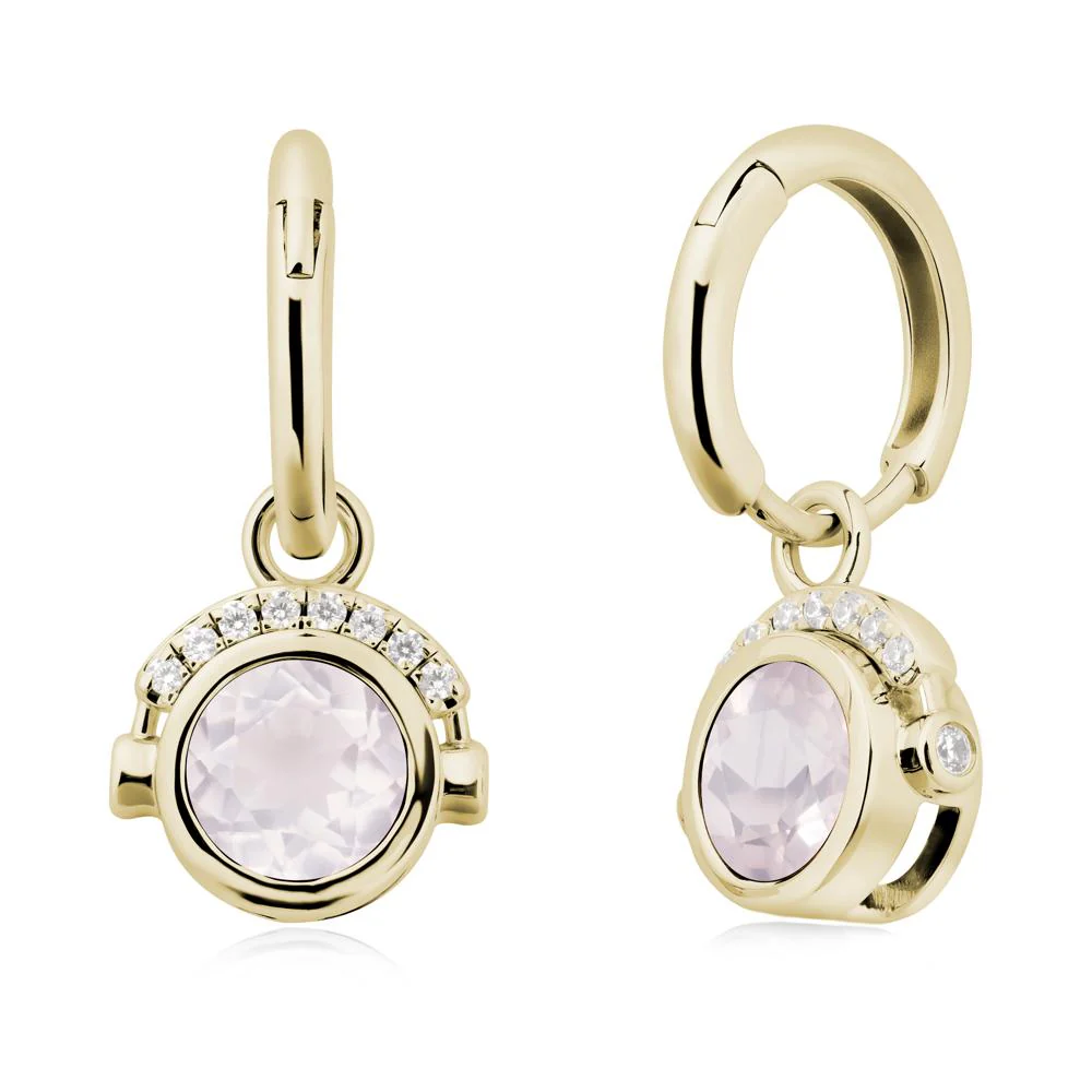 Round Rose Quartz Headphones Earrings - Image 4