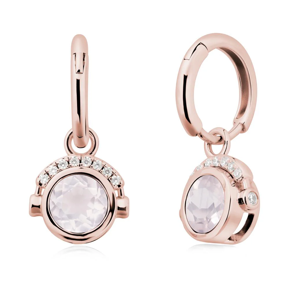 Round Rose Quartz Headphones Earrings - Image 5