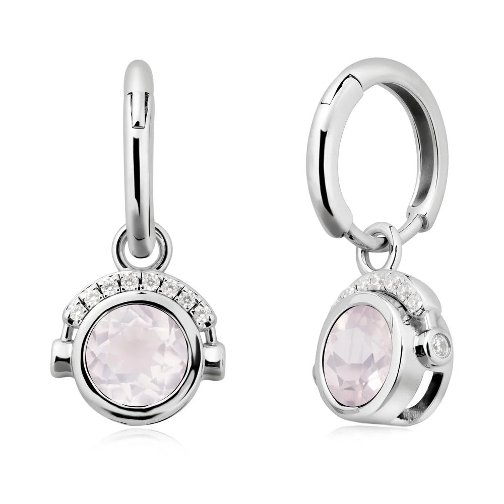 Round Rose Quartz Headphones Earrings - Image 6