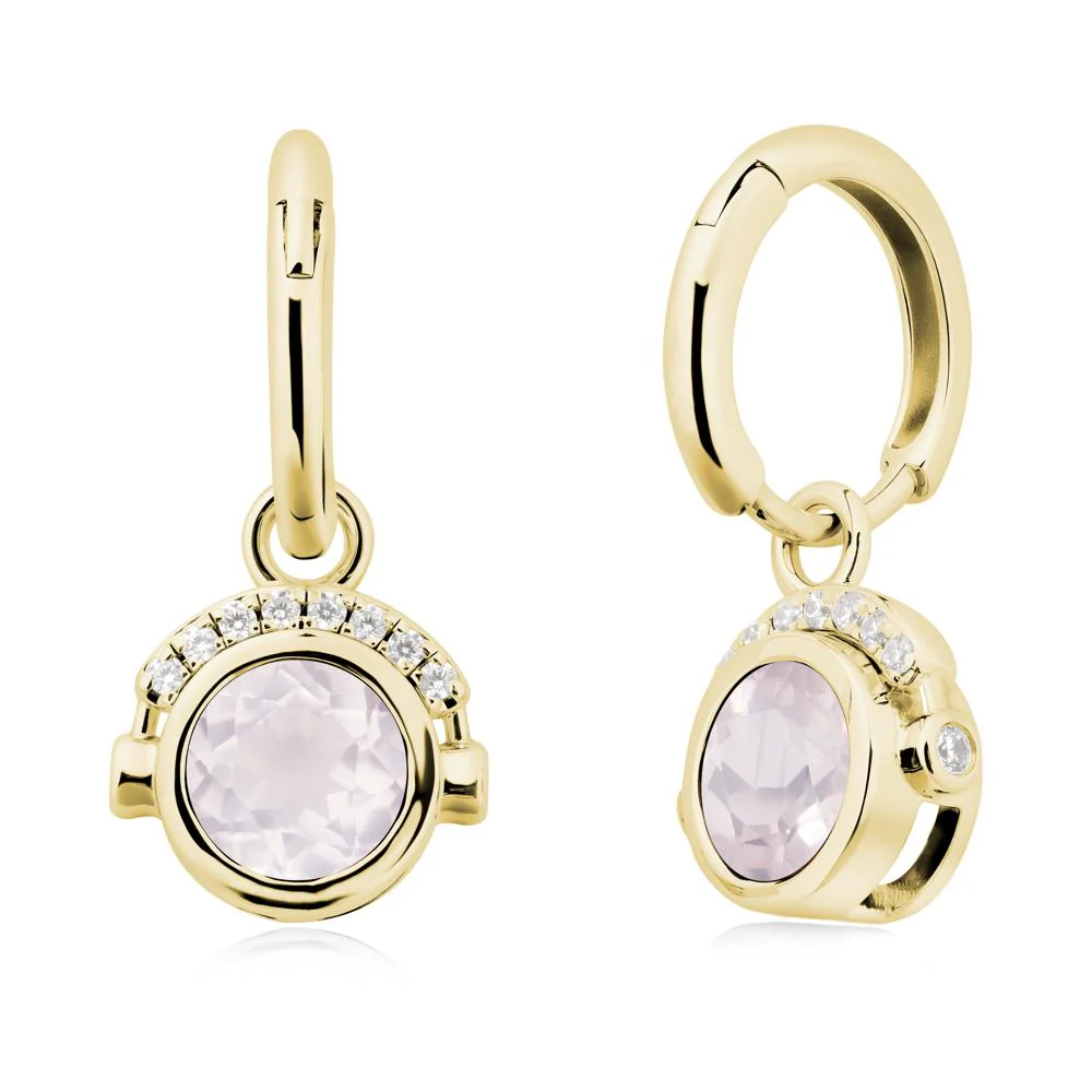 Round Rose Quartz Headphones Earrings - Image 7