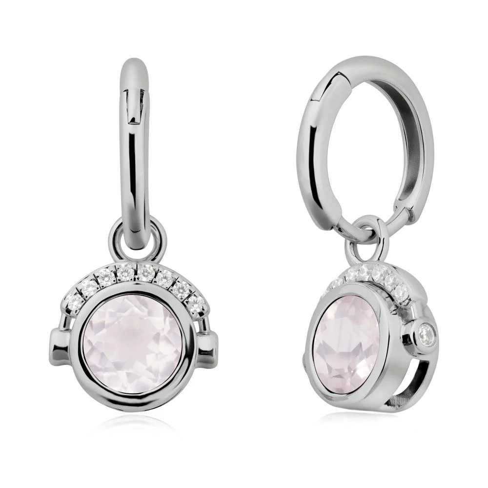 Round Rose Quartz Headphones Earrings - Image 8