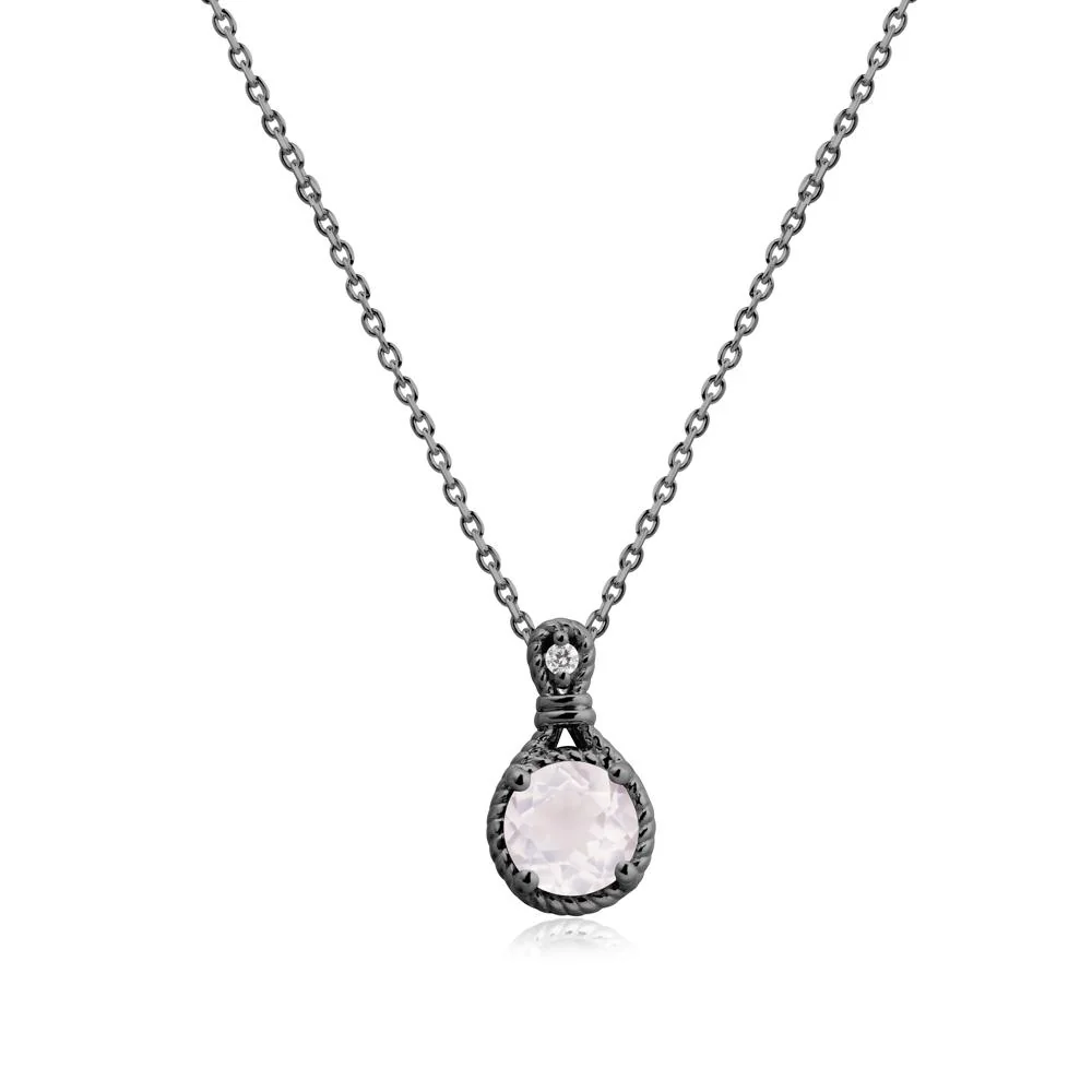 Round Rose Quartz Knot Rope Necklace