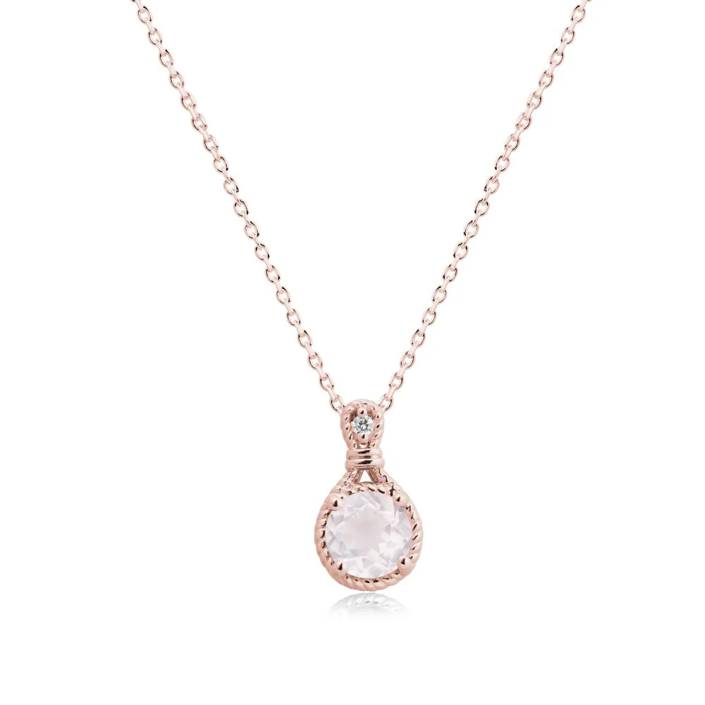Round Rose Quartz Knot Rope Necklace - Image 5