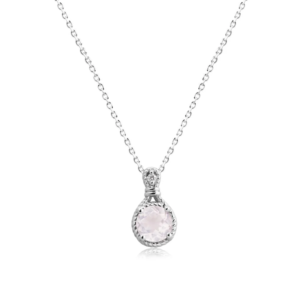 Round Rose Quartz Knot Rope Necklace - Image 6