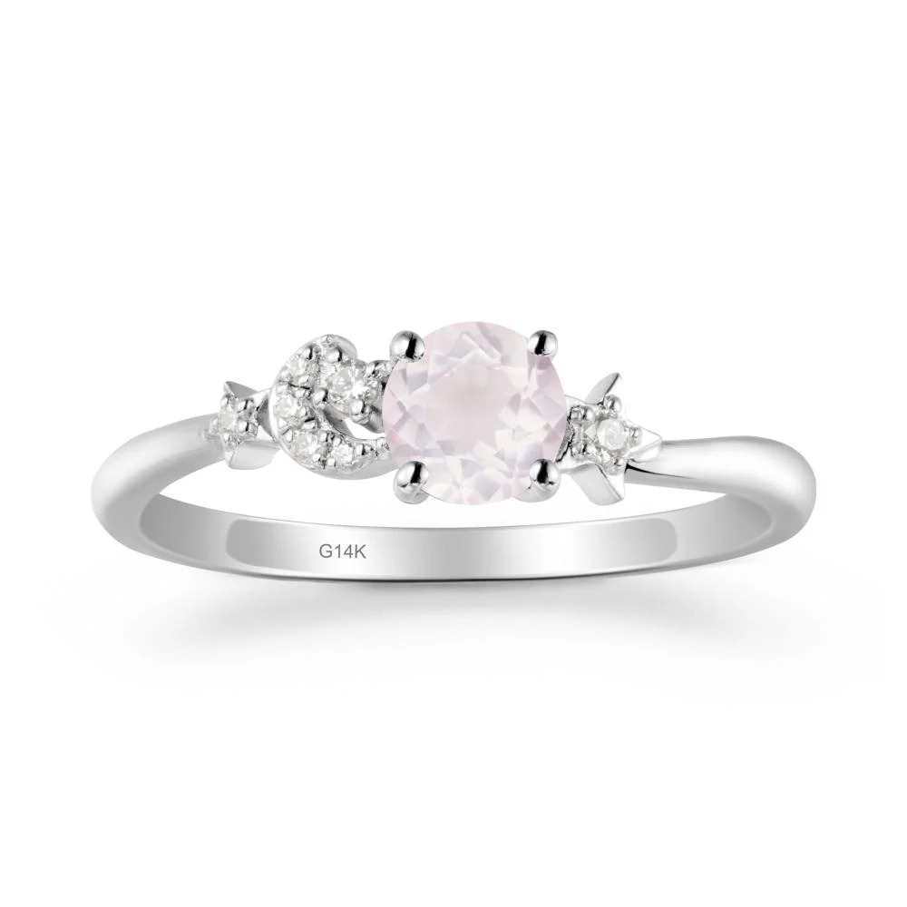 Round Rose Quartz Ring with Moon and Pentacle - Image 3