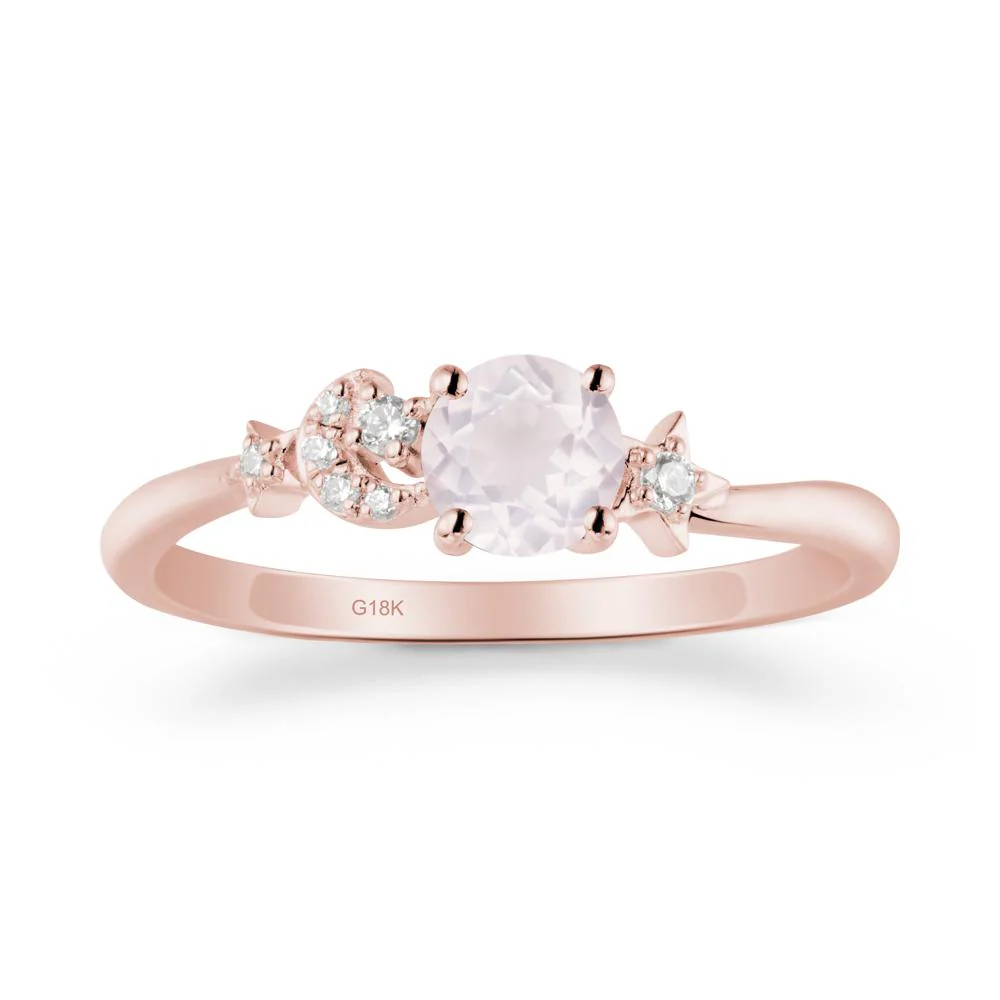 Round Rose Quartz Ring with Moon and Pentacle - Image 4