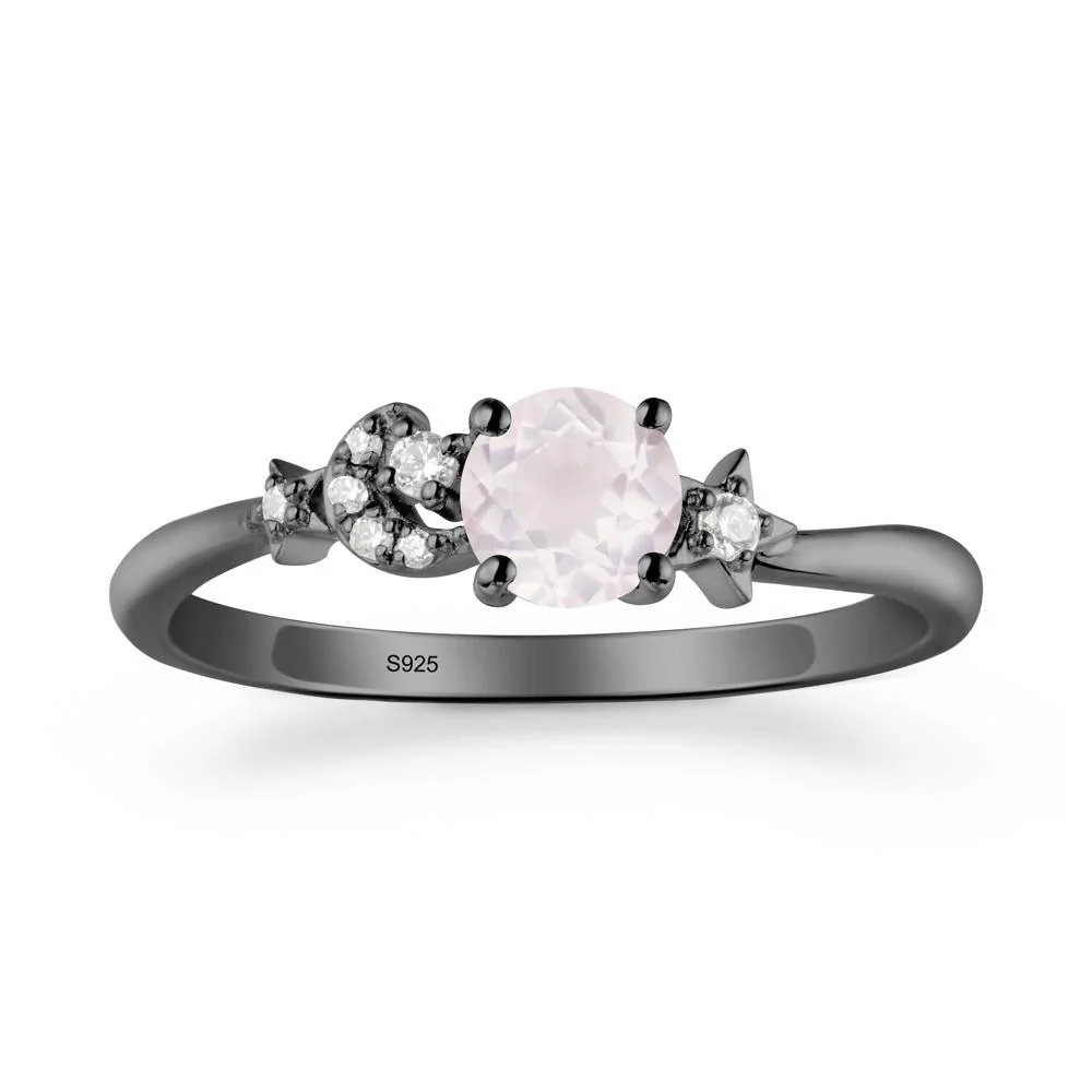 Round Rose Quartz Ring with Moon and Pentacle - Image 7