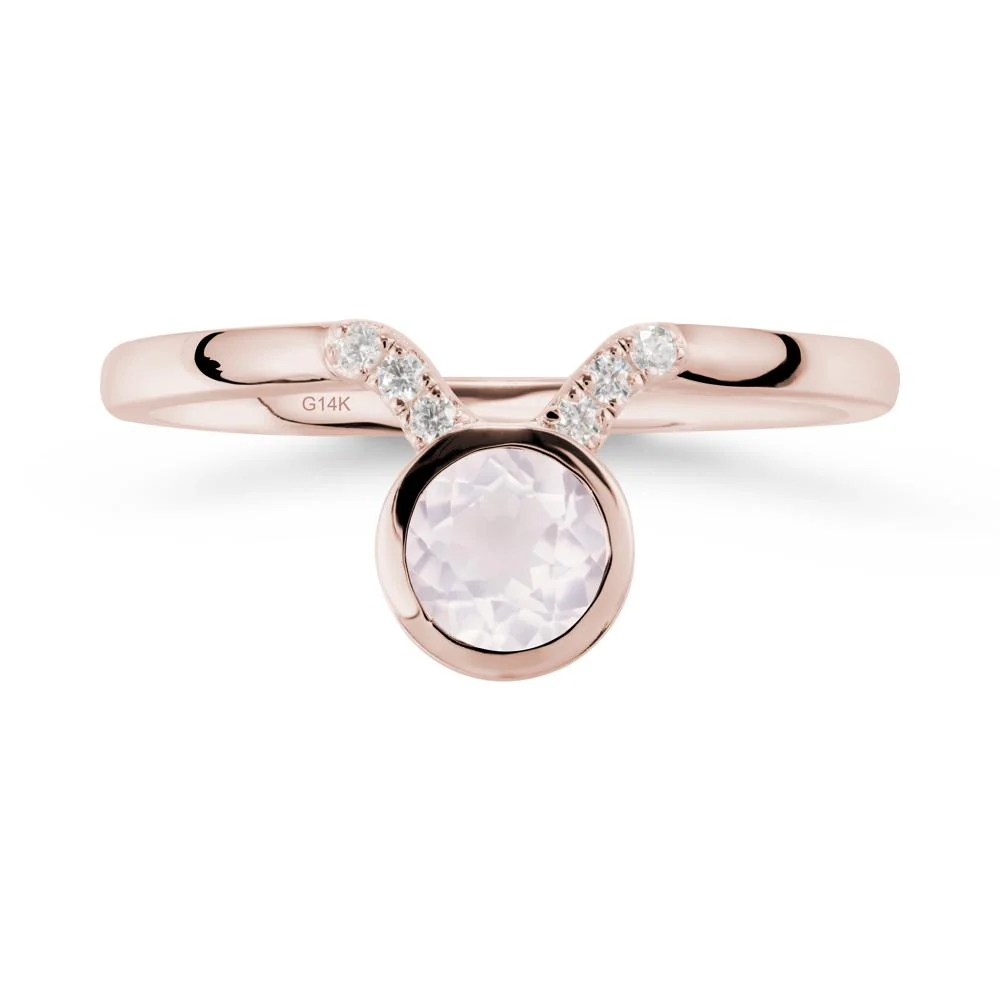 Round Rose Quartz Taurus Zodiac Ring-Sensual & Loyal - Image 2