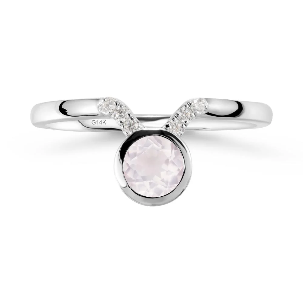 Round Rose Quartz Taurus Zodiac Ring-Sensual & Loyal - Image 3