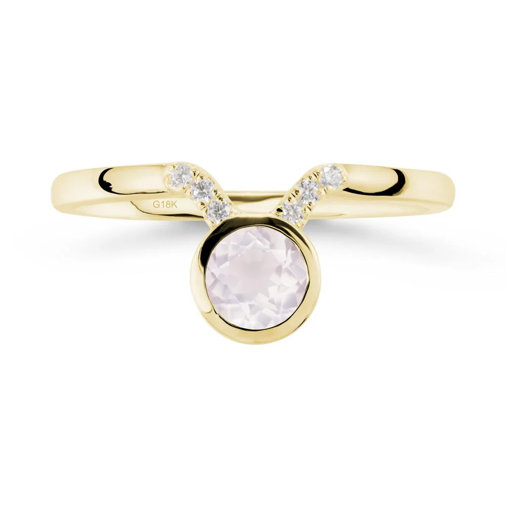 Round Rose Quartz Taurus Zodiac Ring-Sensual & Loyal - Image 6