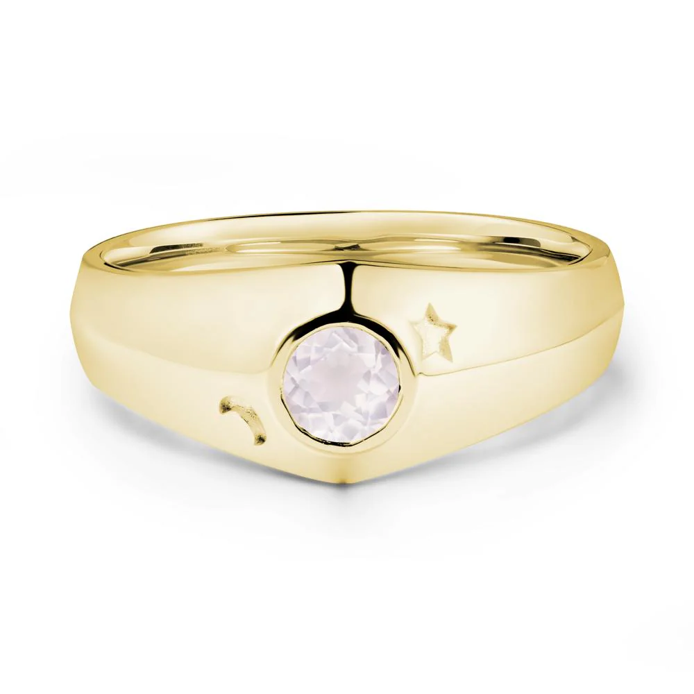 Round Rose Quartz Wide Band Ring - Image 6