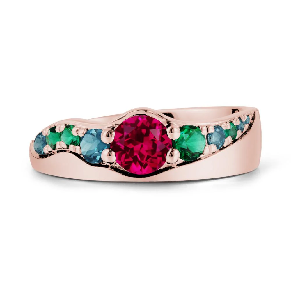 Round Ruby Cluster Ring - Image 4