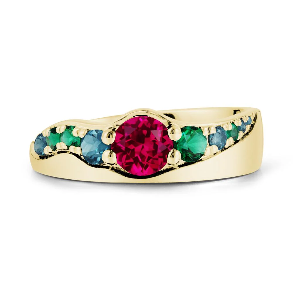 Round Ruby Cluster Ring - Image 6