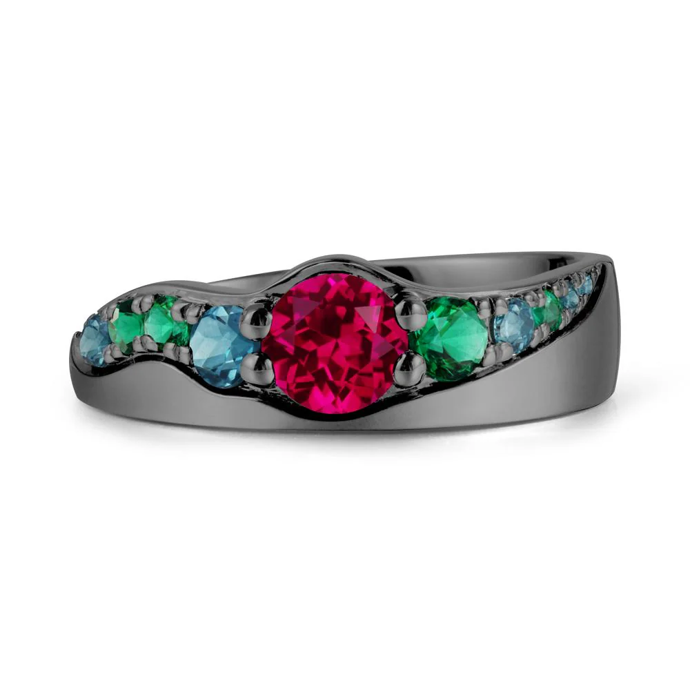Round Ruby Cluster Ring - Image 7