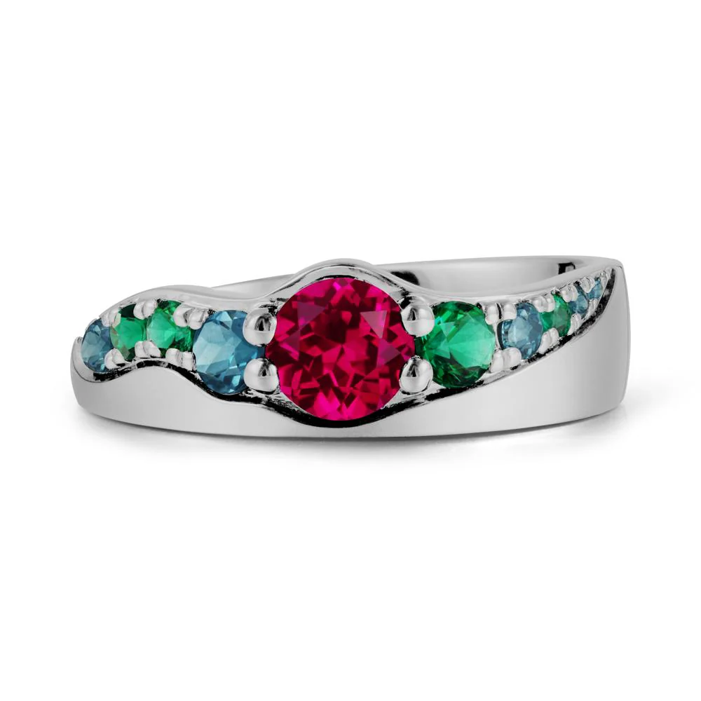 Round Ruby Cluster Ring - Image 8