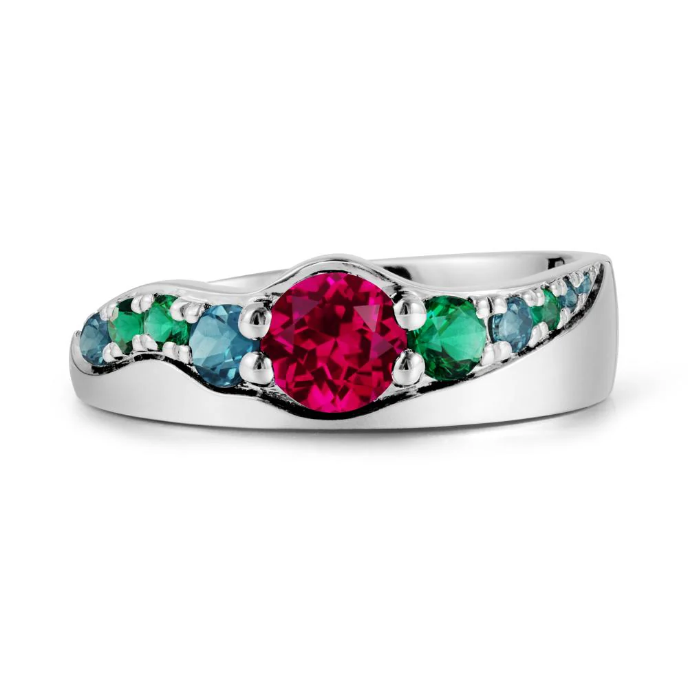 Round Ruby Cluster Ring - Image 9