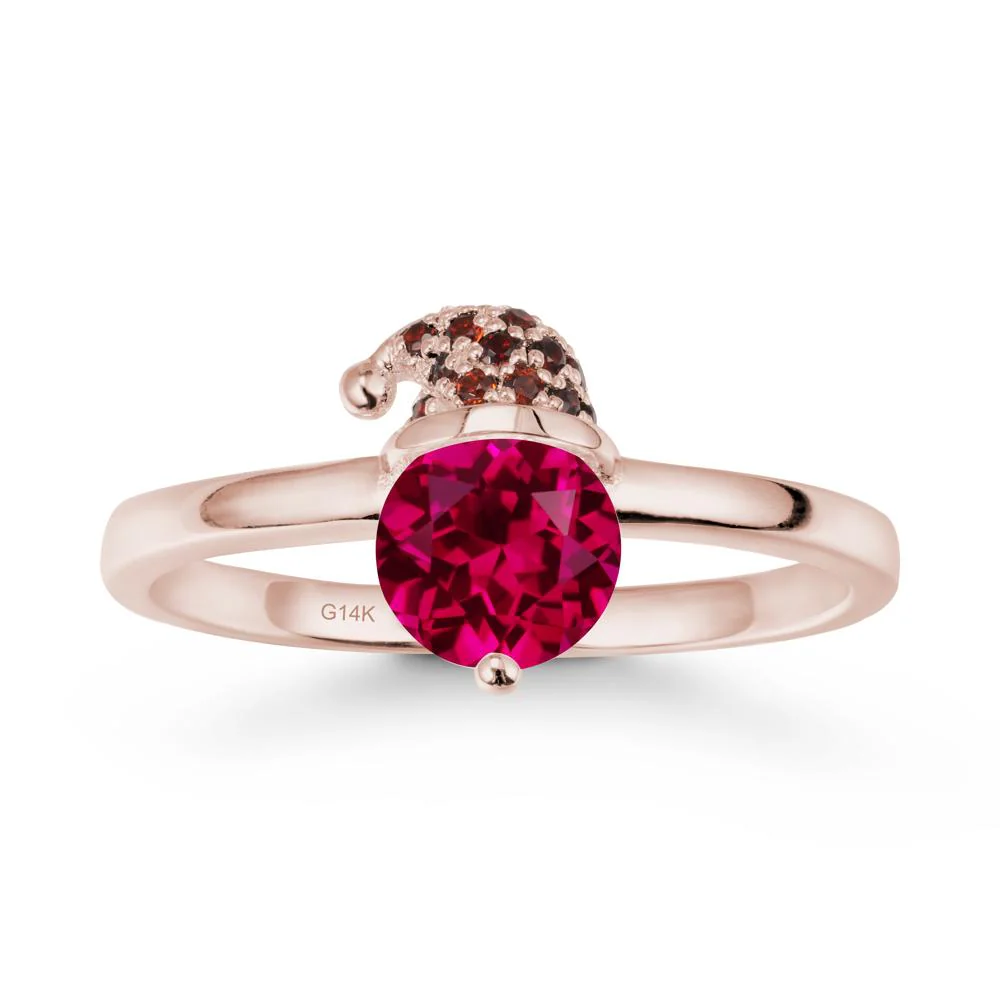 Round Ruby Creative Ring In 14K Rose Gold - Image 2