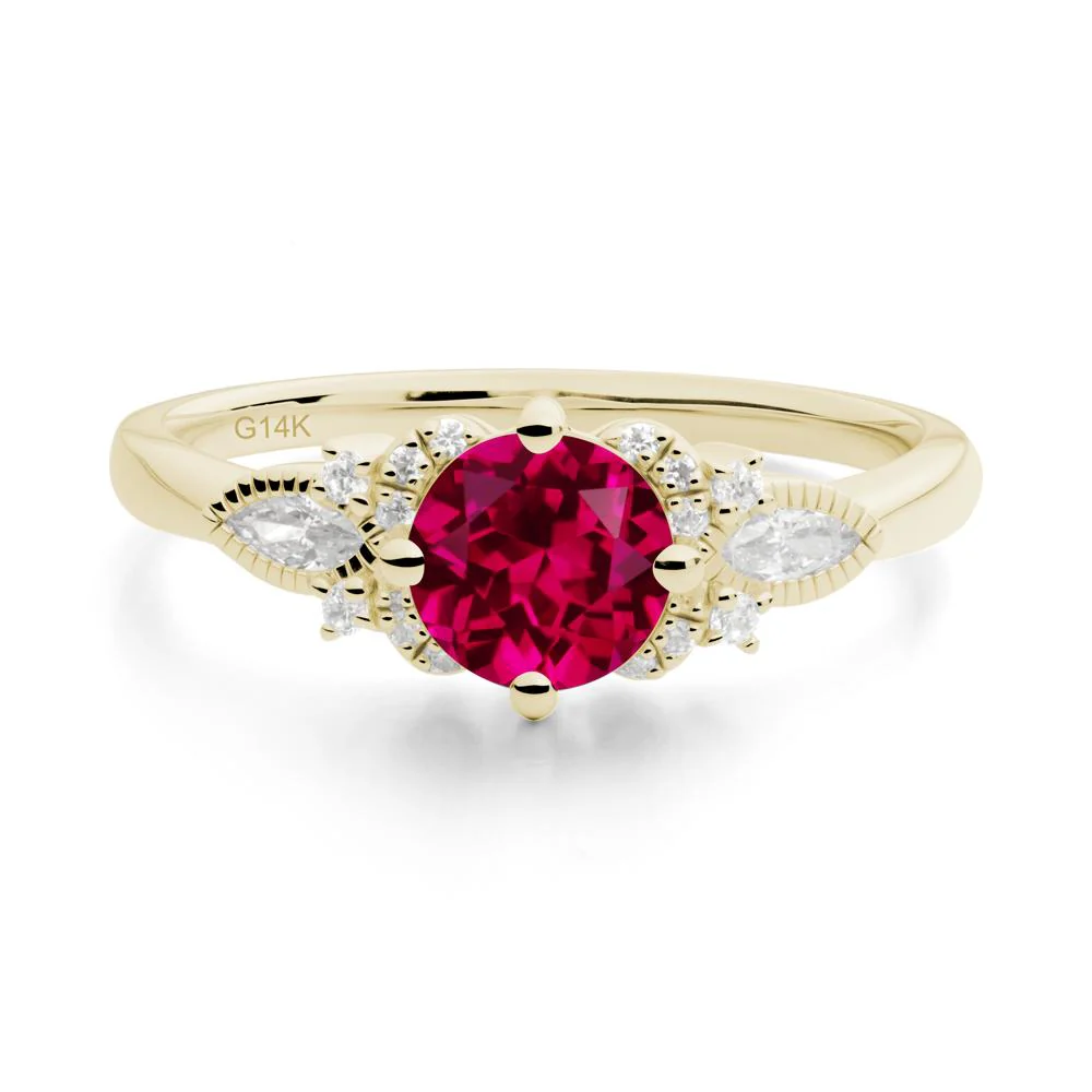 Round Ruby Floral Statement Ring - Image 2