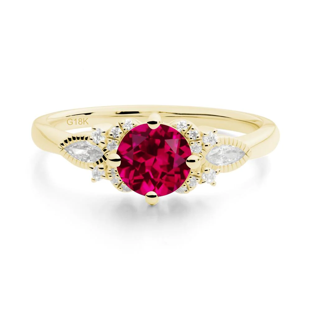Round Ruby Floral Statement Ring - Image 3