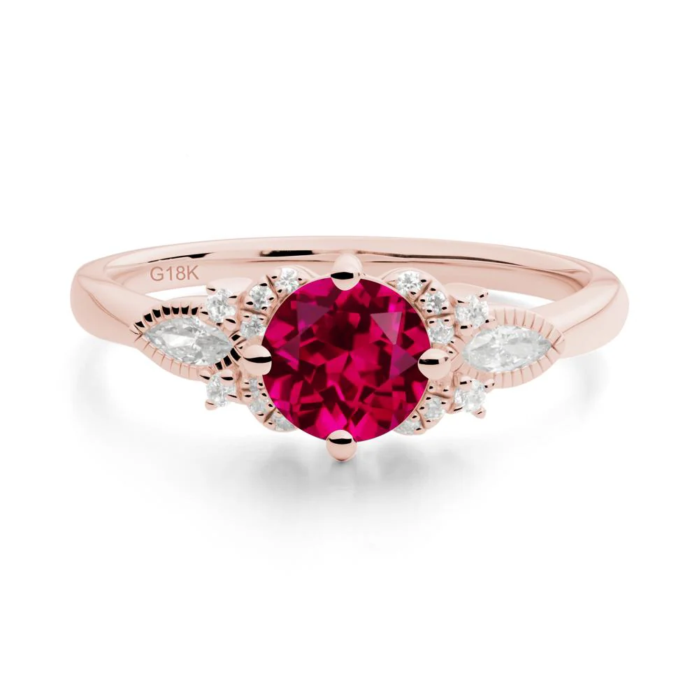 Round Ruby Floral Statement Ring - Image 7