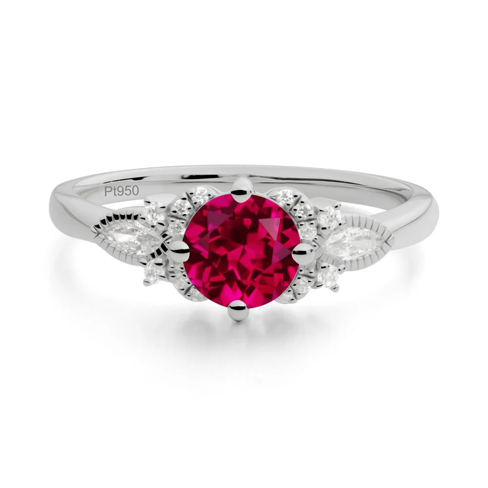 Round Ruby Floral Statement Ring - Image 9