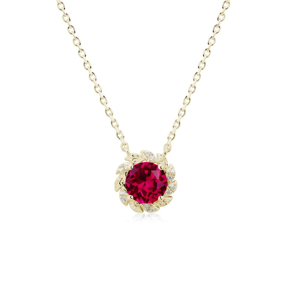 Round Ruby Flower Necklace - Image 4