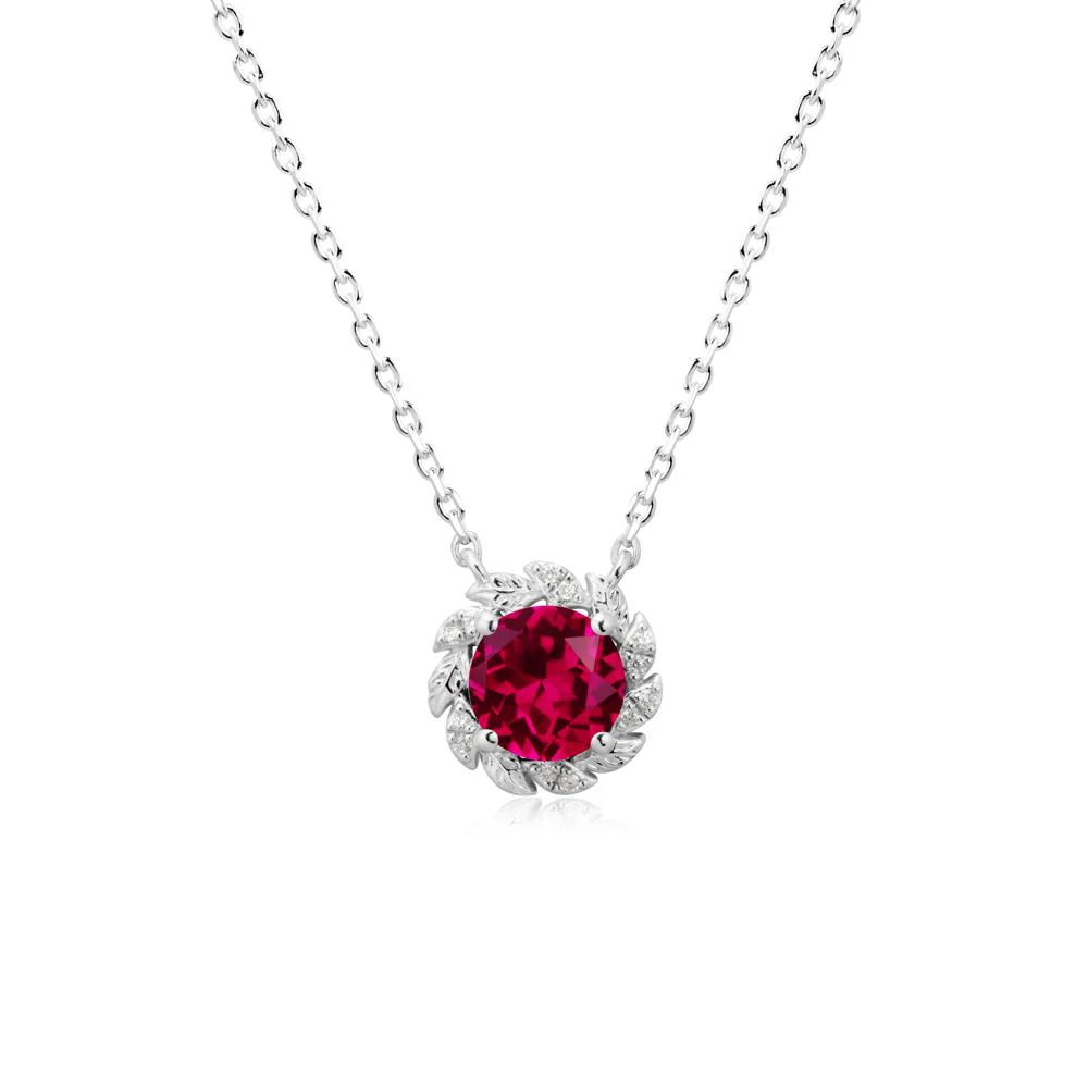 Round Ruby Flower Necklace - Image 9