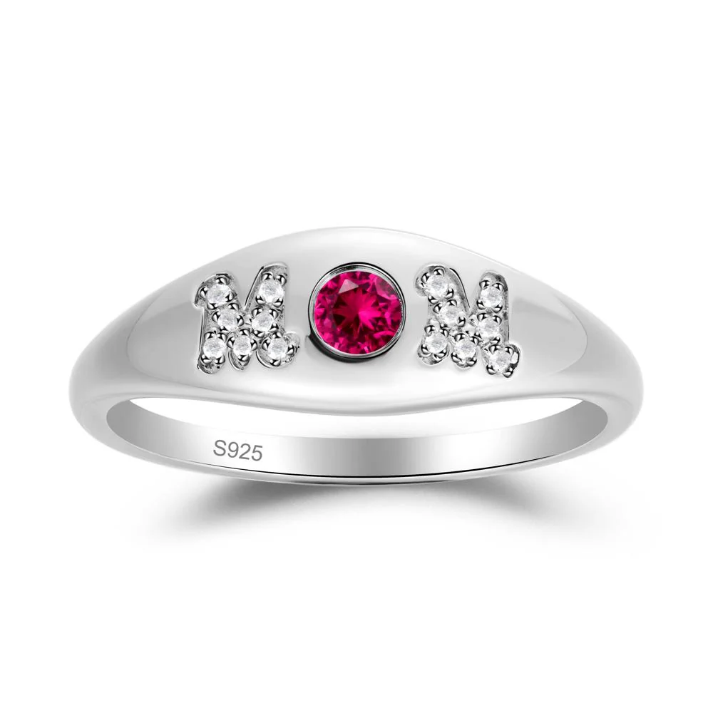 Round Ruby Mother's Ring