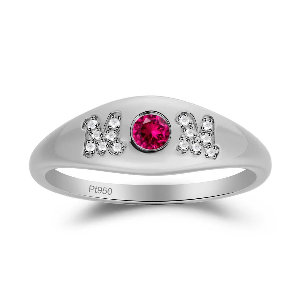 Round Ruby Mother's Ring - Image 3