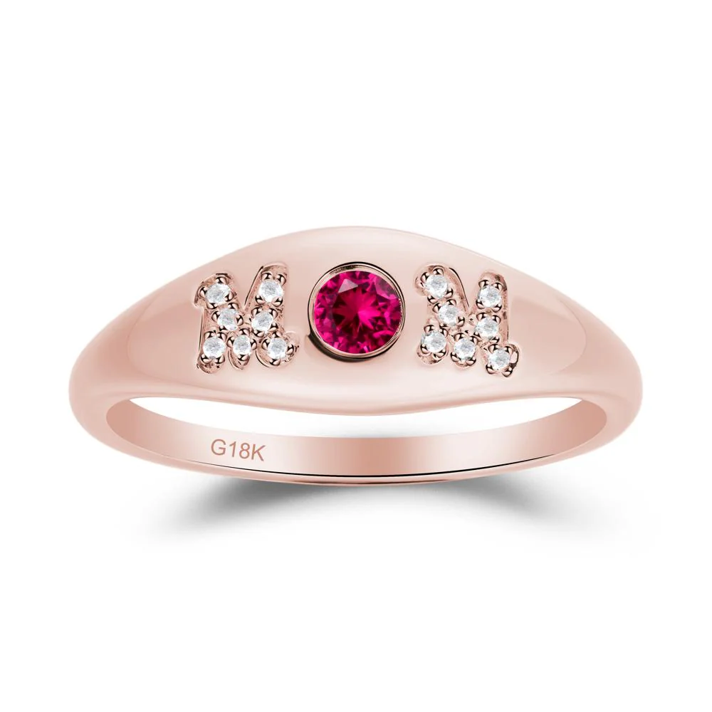 Round Ruby Mother's Ring - Image 4