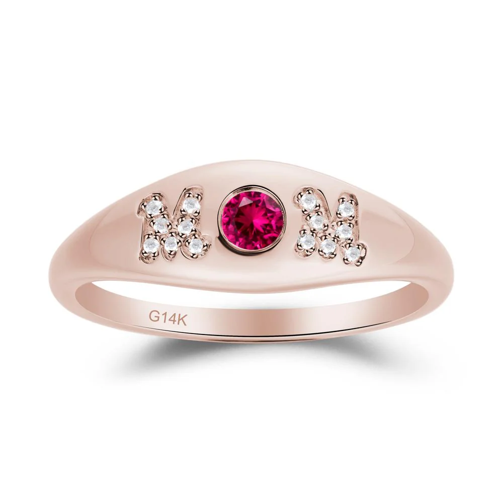 Round Ruby Mother's Ring - Image 5