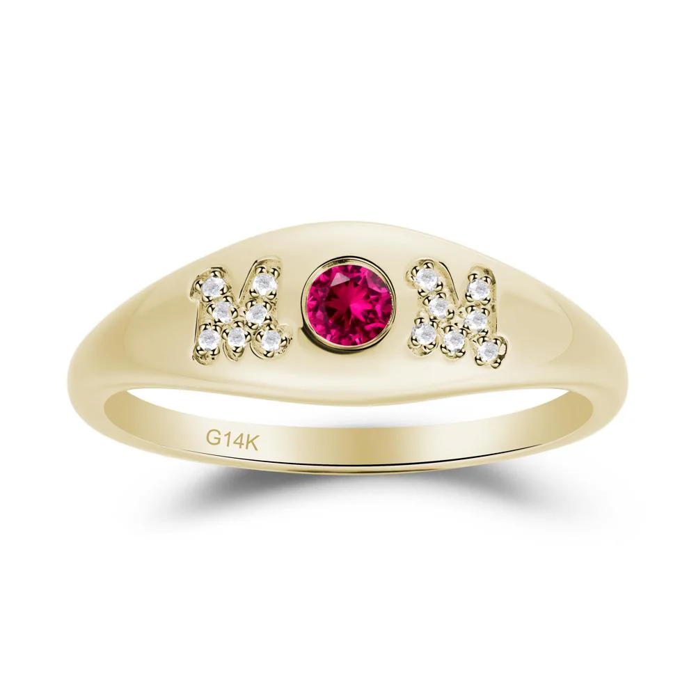 Round Ruby Mother's Ring - Image 6