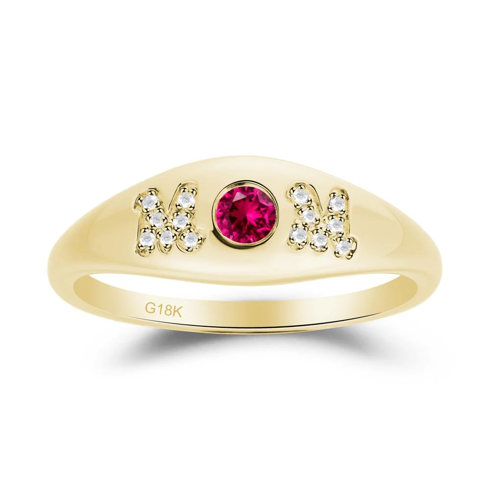 Round Ruby Mother's Ring - Image 8