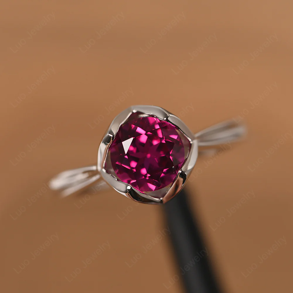 Ruby Lotus Flower Engagement Ring