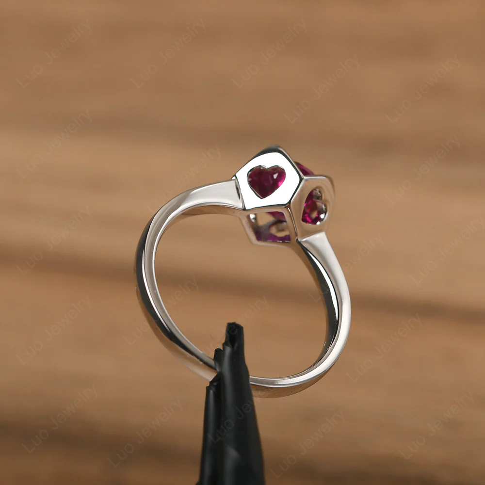 Ruby Lotus Flower Engagement Ring - Image 3