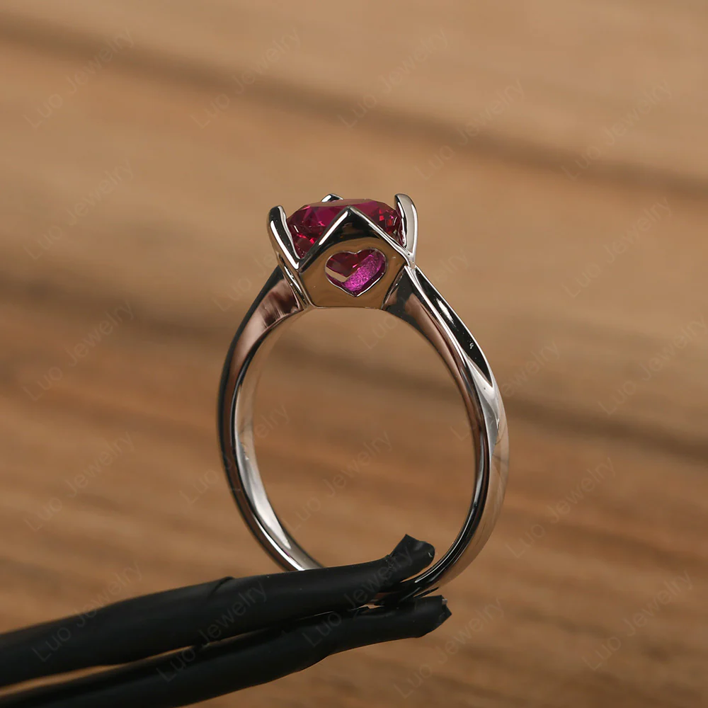 Ruby Lotus Flower Engagement Ring - Image 4