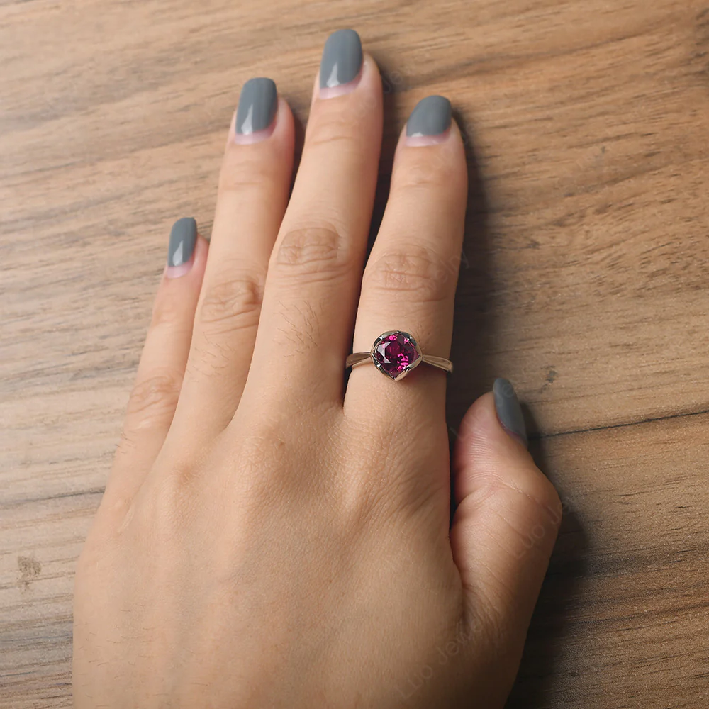 Ruby Lotus Flower Engagement Ring - Image 5