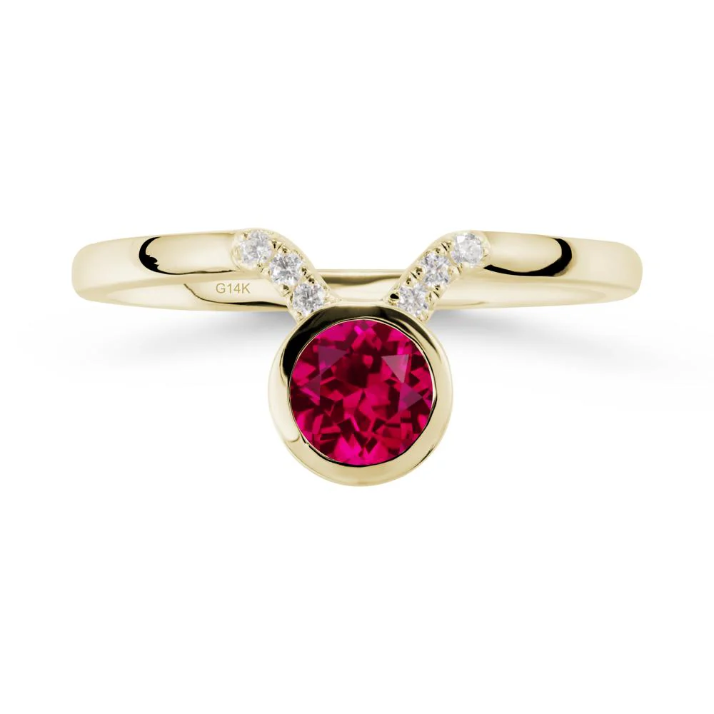 Round Ruby Taurus Zodiac Ring-Sensual & Loyal